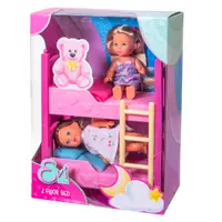 Set 2 papusi in paturi supraetajat, Evi Love, 12 cm