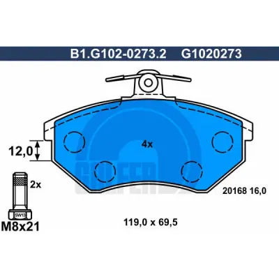 Set placute frana, frana disc GALFER B1.G102-0273.2