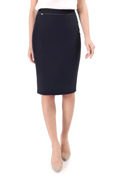 Fusta office cu cusatura decorativa in contrast FBB-IO2 - Bleumarin inchis