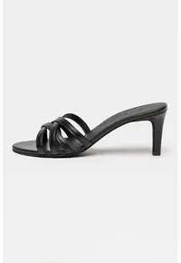 Papuci din piele cu toc Essential - Negru