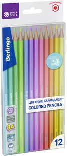 Creioane colorate Berlingo SuperSoft - 12 culori pastel