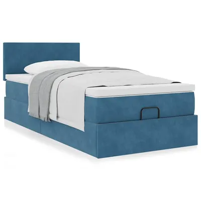Gossi cadru de pat otoman cu saltea albastru inchis 100x200cm catifea