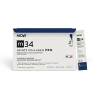 m34 PRO Colagen hidrolizat bovin premium monodoza, dovedit clinic, articulatii, 7.000mg tip I, II si III, aroma capsuni si lime, 15 plicuri, 195 g, natural, Molecules of Youth