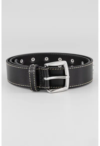Curea de piele cu nituri metalice Larry - Negru