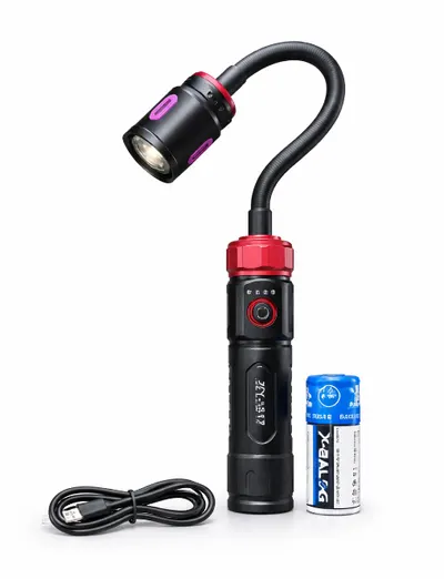 Lampa LED de lucru reincarcabila cu gat flexibil lumina reglabila magnetica acumulator 26650 si USB