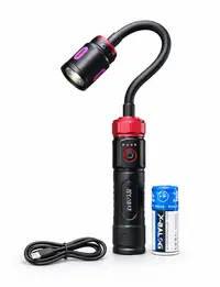 Lampa LED de lucru reincarcabila cu gat flexibil lumina reglabila magnetica acumulator 26650 si USB