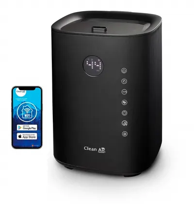 Umidificator si purificator Clean Air Optima CA604B Smart, WiFi, Difuzor de arome, Lampa UV-C, Ionizare, Display, Timer