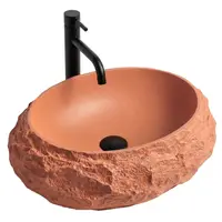 Lavoar baie Mika, oval, piatra compozita Artificial Stone, portocaliu imitatie piatra, 50 x 38 cm
