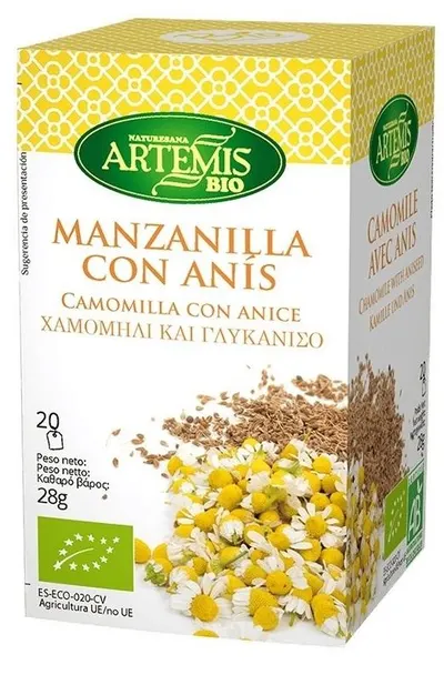 Ceai bio din plante cu mușețel și anason, 20 plicuri filtrante, Artemis Bio