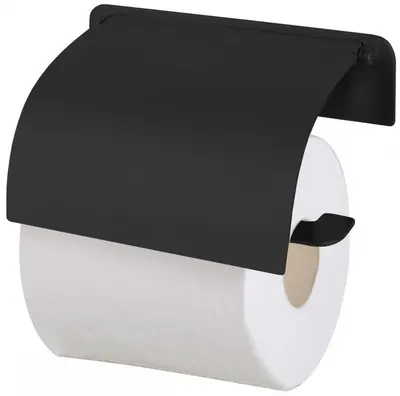 Suport pentru hârtie igienică cu capac Inter Ceramic - Eleanor, negru