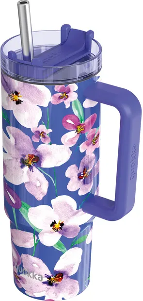 Cană termică Quokka Stream - Flower Dusk, 950 ml