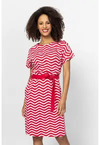 Rochie midi cu croiala dreapta Vinona - Rosu/Alb