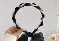 Cordeluta Neagra pentru Coafat Parul Model Perle cu Panblica