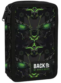 Penar cu rechizite BackUp DW - Monster Green, cu 2 fermoare
