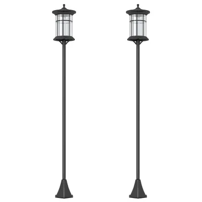 Outsunny Set de două lampioane solare tradiționale de 1,8m - Negru | Aosom Romania