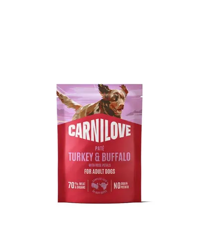 Pate hrană umedă câini CARNILOVE Pouch Turkey & Buffalo 300g curcan și bivol