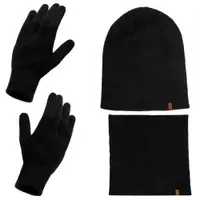 Set complet universal, dama sau barbat, caciula, manusi si fular, negru