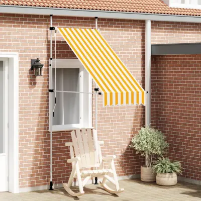 vidaXL Copertină retractabilă manual, dungi portocaliu și alb, 100 cm