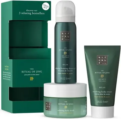 Rituals The Ritual Of Jing Set - Scrub, cremă de corp și gel de duș, 125 g + 70 + 50 ml