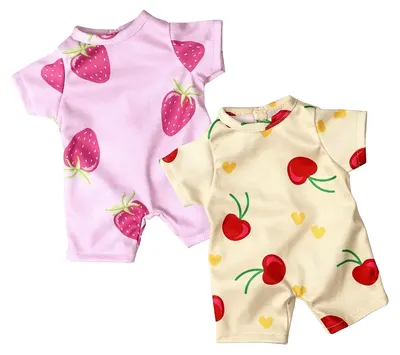 Pijamale pentru păpuși Micki Lillan & Friends - Cu înălțimea 28-35 cm, 2 bucăți, galben și roz