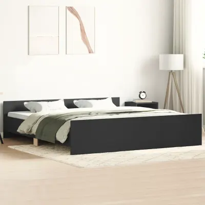 vidaXL Cadru de pat cu tăblie la cap/picioare, negru, 160x200 cm