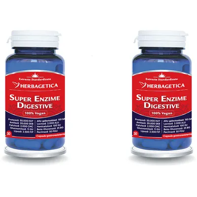 Pachet Super Enzime Digestive 30cps + 30cps (50% reducere la al doilea produs)