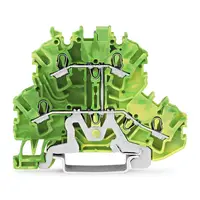 Double-deck terminal block; 4-conductor ground terminal block; PE; without marker carrier; suitable for Ex e II applications; internal commoning; for DIN-rail 35 x 15 and 35 x 7.5; 2.5 mm²; Push-in CAGE CLAMP®; 2,50 mm²; green-yellow