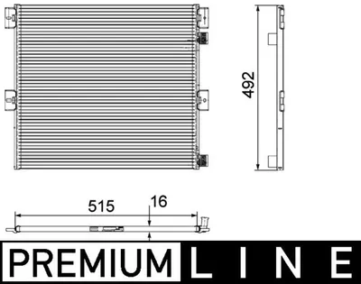 Condensator climatizare 515x492x16 potrivit RVI MIDLUM; VOLVO FL, FL II, FL III 03.00