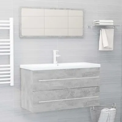Gossi set mobilier de baie, 2 piese, gri beton, pal