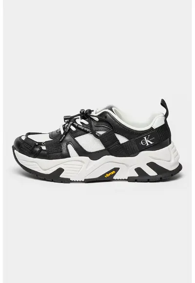 Pantofi sport cu insertii din plasa - Alb/Negru