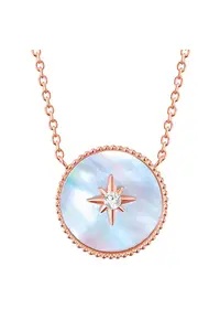 Colier placat cu aur de 18K si decorat cu cristal si Mother of Pearl - Auriu rose