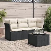 Gossi set mobilier de gradina cu perne, 4 piese, negru, poliratan