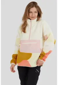 Bluza de trening din fleece cu fermoar scurt - pentru trekking Riva - Caramel/Roz prafuit/Crem