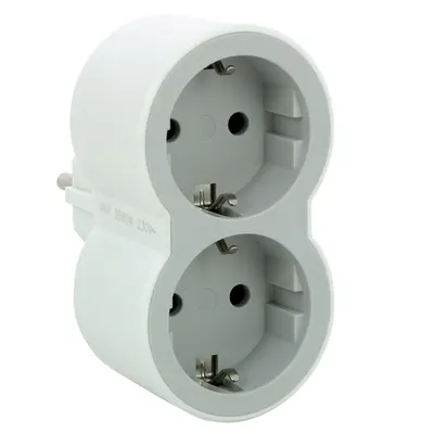 Adaptor 2 Prize, Legrand 694516, 16 A, Alb+gri,contact de Protectie