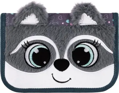 Penar școlar Bambino Premium Racoon - 1 compartiment cu 2 aripi
