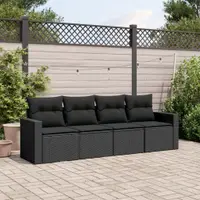 Gossi set mobilier de gradina cu perne, 4 piese, negru, poliratan