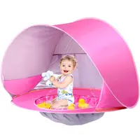 Cort de plaja cu piscina pentru bebelusi, protectie UV - roz