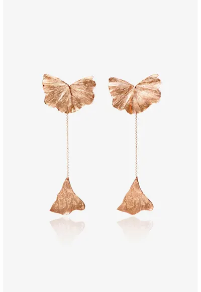 Cercei Ginkgo Bloom din argint 925 - placati cu aur rose 18K - Design
