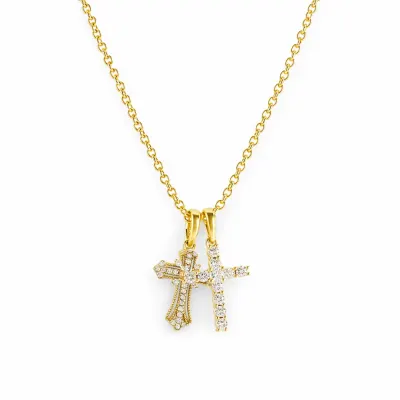 Colier Cruce Placat Cu Aur 18k