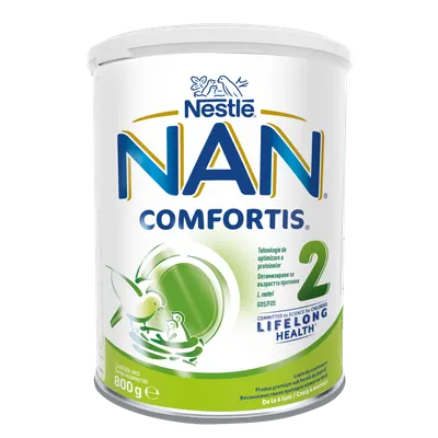 Lapte praf de continuare pentru bebelusi NAN Comfortis 2 de la 6 luni, 800g, Nestle