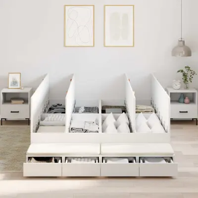 vidaXL Cadru de pat cu depozitare cu sertar Alb 150 cm Lemn prelucrat