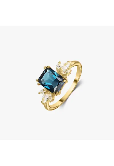 Inel din aur Golden Faerie - Topaz Blue London