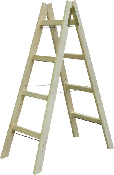 Scară dublă din lemn Valbg - Premiumfix, 2x4 trepte, 1.50 m