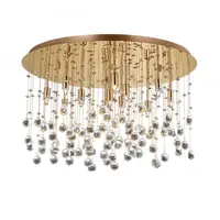 Plafoniera cu pandantive din cristal sferice si octogonale 12x40W Auriu