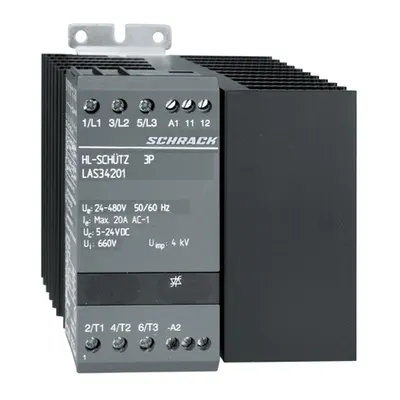 Contactor static 3p 20A/24-480VAC, Ucom: 5-24VDC