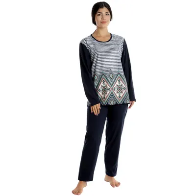 Tinuta dama AI2404 bleumarin/imprimeu geometric, Andana | marimea S