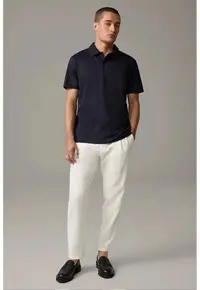 Tricou polo cu nasturi ascunși - Albastru inchis