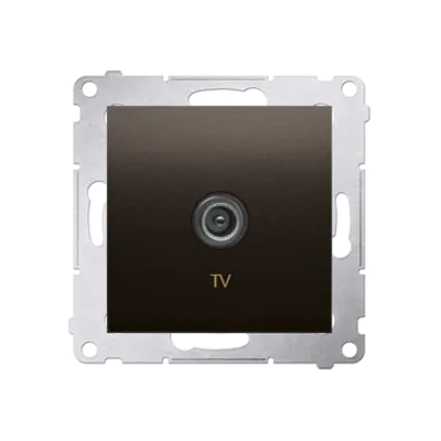 Priza TV, de capat pentru instalatii individuale, maron mat metalic