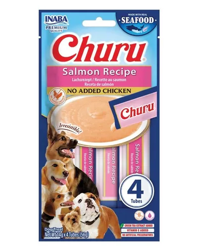 INABA Dog Churu Fish Based Salmon Recipe 4x14g gustări cremoase cu somon pentru câini