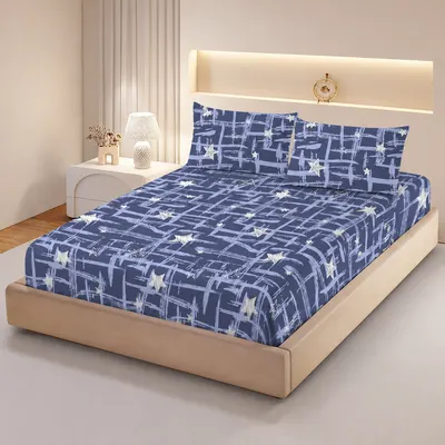 Husa de pat Finet + 2 fete de perna, pentru saltea de 160x200 cm, Navy Grid, Promo 4